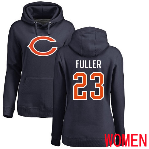 Chicago Bears Navy Blue Women Kyle Fuller Name and Number Logo NFL Football #23 Pullover Hoodie Sweatshirts->nfl t-shirts->Sports Accessory